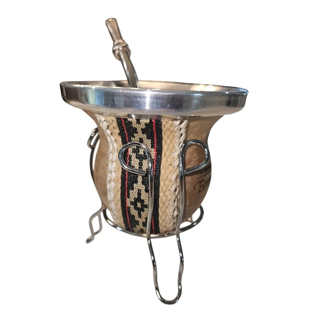 Fortin Quieto Argentine Yerba Mate Gourd Set with Bombilla Straw and Stand